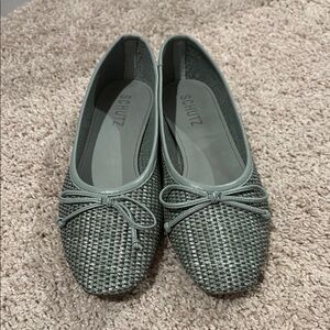 SCHUTZ Woven Blue/Green Flats with Bow